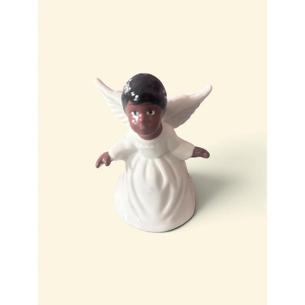 Vintage Black Little Girl Angel Bell Ceramic 1950s Sweet